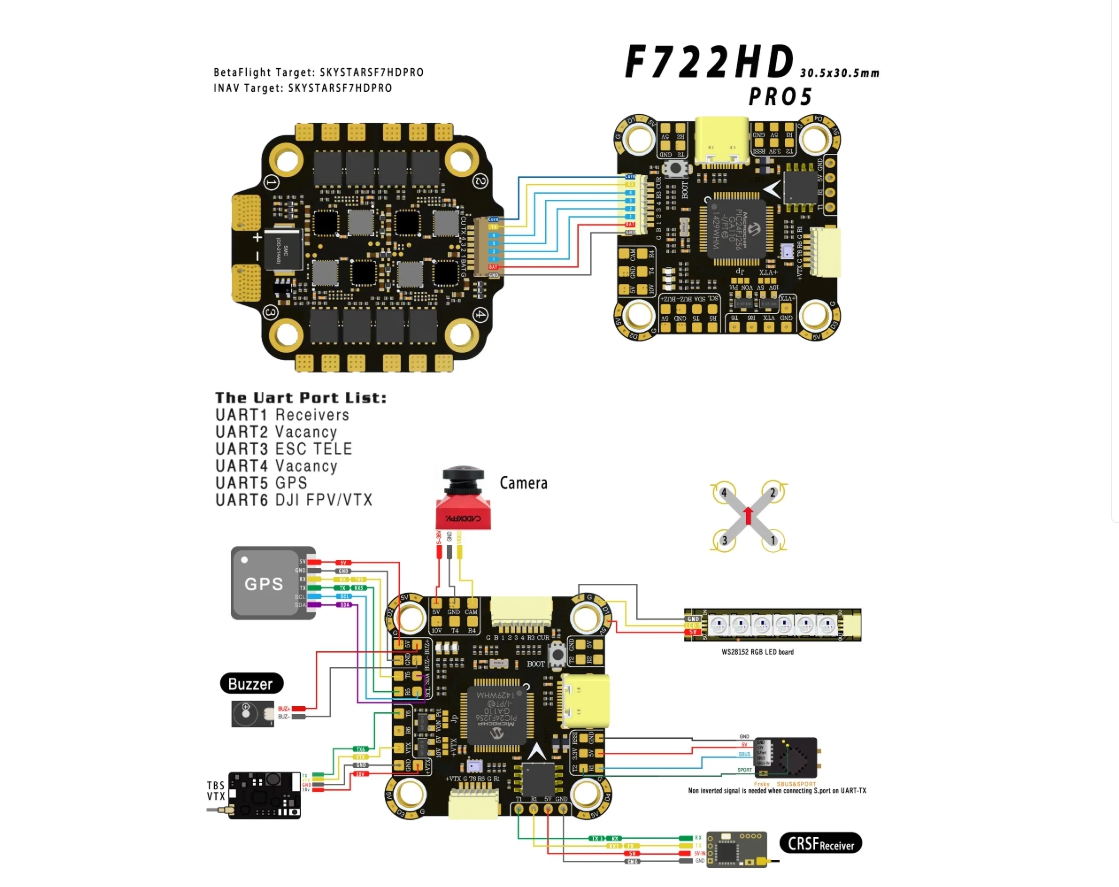 Drone Racing Esc - Skystars F7HD Pro5 Flight Controller Jupiter