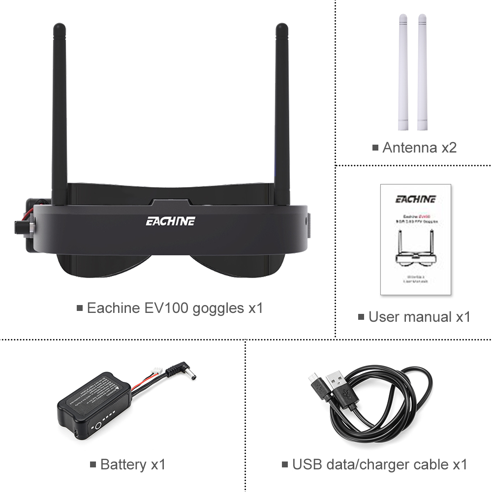 Eachine kacamata FPV EV100, ca - Drone Racing Battery ulasan dan harga